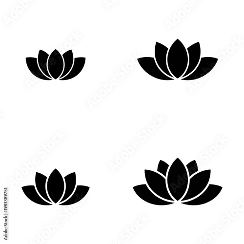 Four Black Lotus Flower With Transparent Background water lily floral