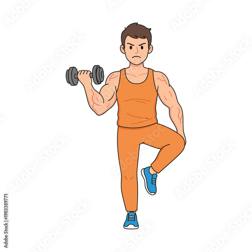 Person performing a goblet squat with dumbbell while showing focused determination