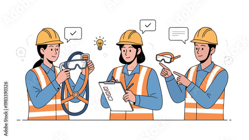 Safety Inspectors Review: A team of safety inspectors meticulously examines the tools, demonstrating a commitment to safety and diligence in their work environment.