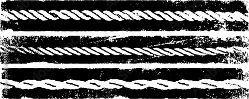 Grunge textured horizontal rope borders with distressed vintage rough edges
