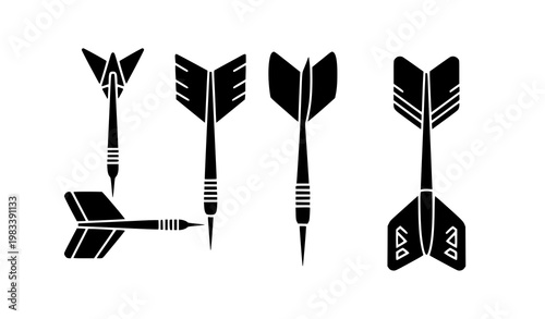 Modern Dart Arrow Icons with Unique Flight Designs Minimal Silhouette Set for UI and App Vector