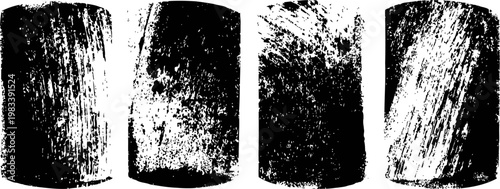 set of black and white grunge rectangle textures for vintage distress and design backgrounds