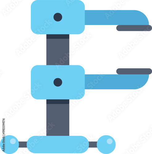 Blue clamp tool holding an object with two arms and a base