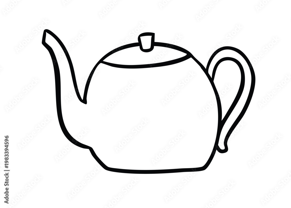 Fototapeta premium Teapot Cute Coloring Kitchen and Cooking Theme