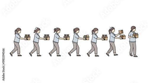 Courier's Journey: A courier is moving several packages, illustrating the efficiency and hard work of delivery service. The image captures the essence of the logistics and transport sectors.