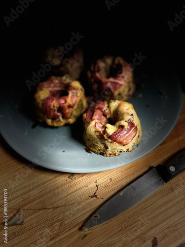 Delicious homemade bacon an...