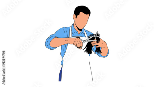 Hairdresser at Work: A stylist meticulously trims a person's hair with focused precision, highlighting the craft and expertise of hairdressing.