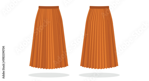Vibrant orange pleated skirts showcasing elegant fashion design and versatile apparel for women. Perfect for seasonless style and effortless chic