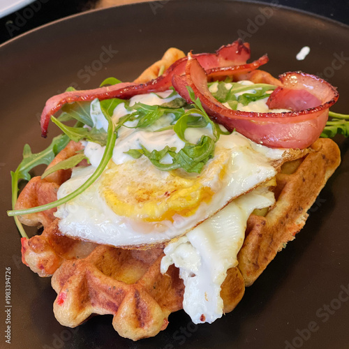 Close-up of a gourmet waffl...