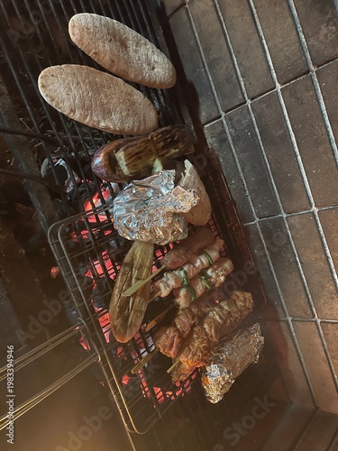BBQ preparation with grille...