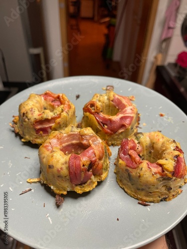 Close-up of baked egg bites...