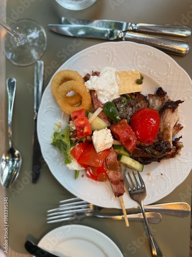 Delicious gourmet meal on a...