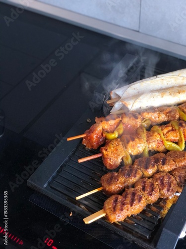 Delicious grilled meat skew...