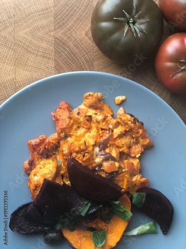 Close-up of a plated meal w...