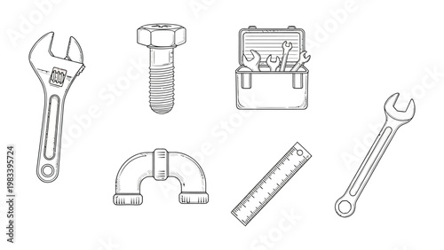 Handy Tools: A collection of essential repair tools, meticulously displayed for any construction or maintenance task, showcasing their functionality and precision.