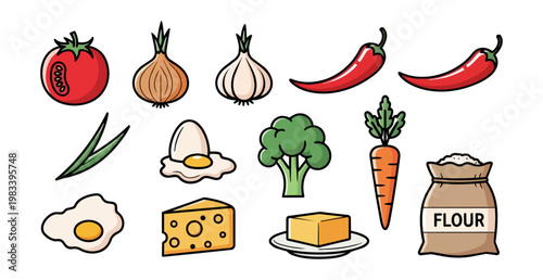 Assortment of freshly harvested culinary ingredients on dark backdrop