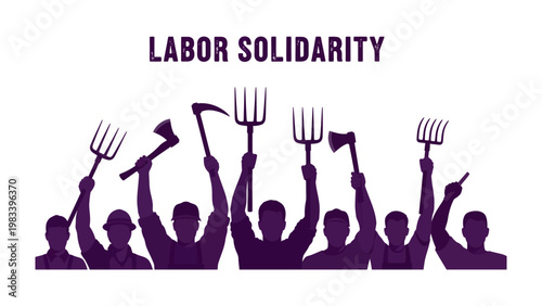 Labor Solidarity: A powerful illustration of solidarity, showcasing a group of workers united in strength and determination.