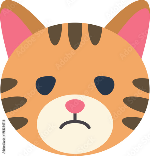 Orange tabby cat face emoji showing a sad or unhappy pouting expression