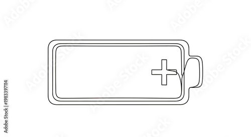 Outline of a battery symbol with a positive terminal indicator