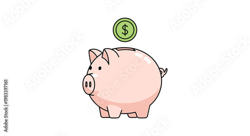 Piggy bank with coin, saving money and financial concept.