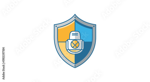 Shield Icon with Padlock Symbolizing Security and Protection.