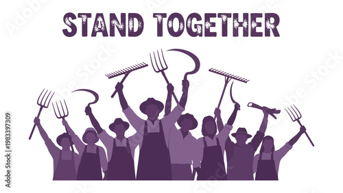 Community's Rally: In unity, a group rallies together, their silhouettes standing tall against the horizon. Expressing solidarity and the power of combined action. 