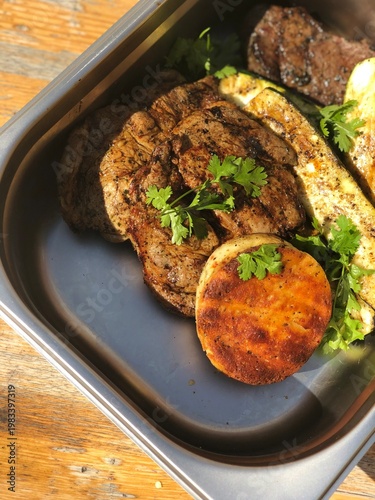 Delicious grilled steak wit...