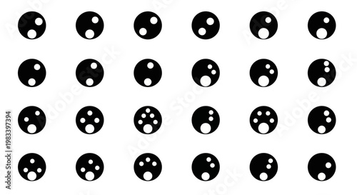 Black bowling balls, vector bowling icons, sports equipment, game symbols, white background