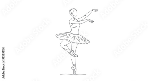 Elegant ballerina in a graceful pose on pointe, with flowing tutu