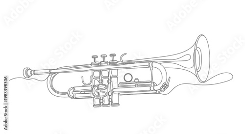 Outline of a trumpet, a brass musical instrument