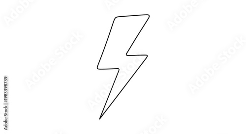 A simple black outline of a lightning bolt on a white background