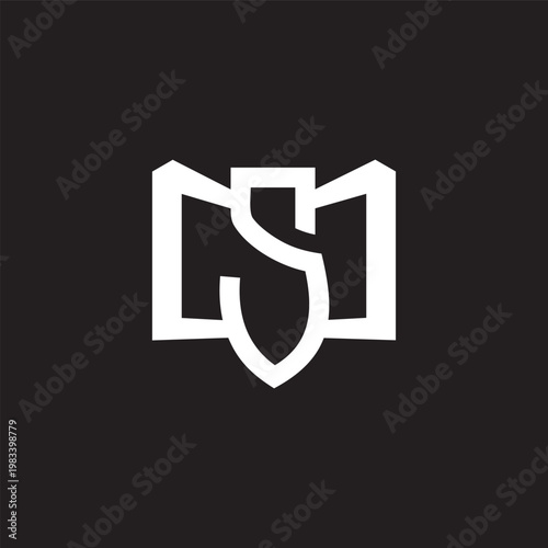 letter s strong book shape geometric logo vector
