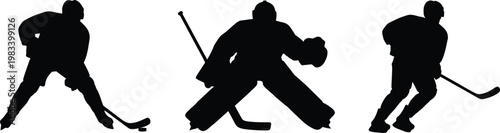 Ice hockey player silhouette action pose