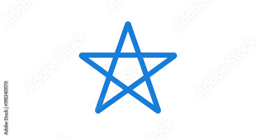A blue pentagram on a white background.