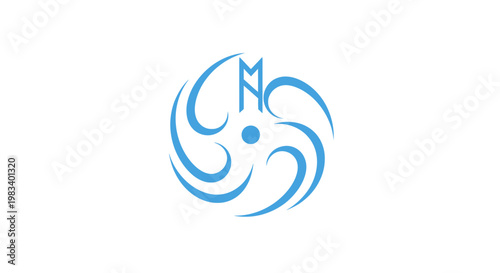 Blue swirling abstract logo design.