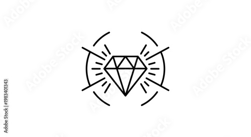 A line art illustration of a diamond.