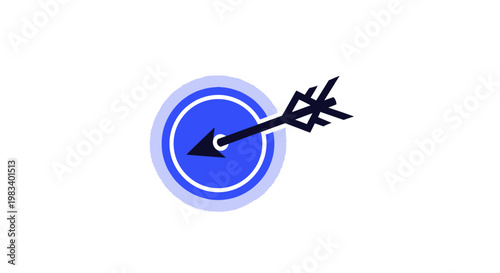 A blue target with a black arrow.
