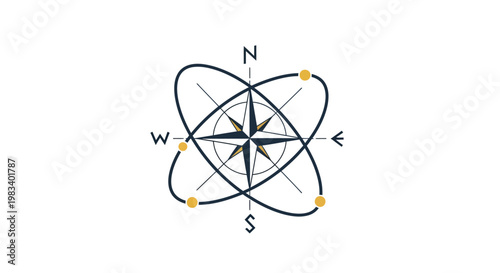 Navigation compass with directional lines.