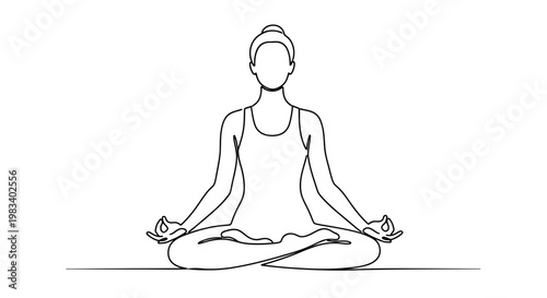 Minimalist outline of a person meditating in lotus pose