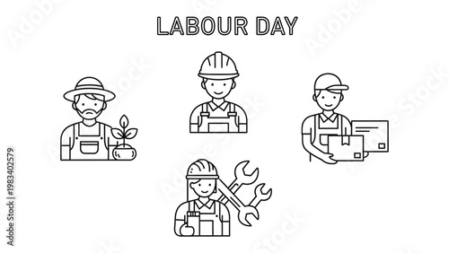 Labour Day Appreciation: A celebratory image of various professions, depicted with artistic simplicity, marking Labour Day
