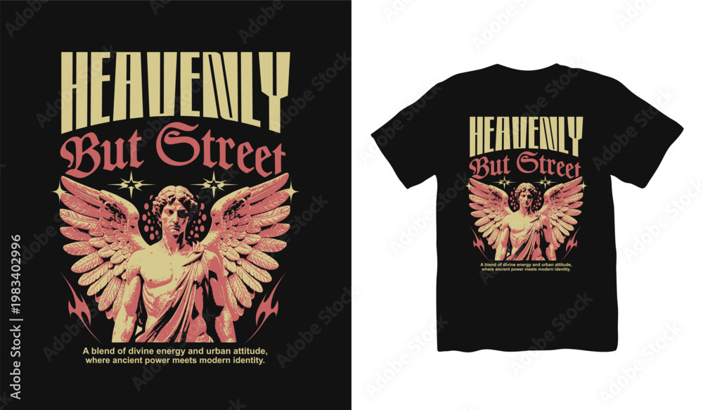 Naklejka premium Christian Streetwear T-shirt Design, Brutalism T-shirt Design. Renaissance statue Graphic T-shirt. Christian T-shirt Design for Print on Demand, Urban T-shirt Design and Poster