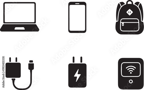 digital nomad kit silhouette laptop smartphone backpack charger adapter portable wifi bundle