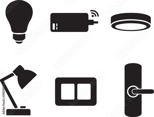 Tableau sur toile Smart lighting system silhouette set smart bulb LED controller ceiling light des