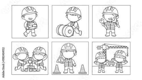 Construction Crew: Adorable construction worker characters, each diligently engaged in various tasks essential for building and maintaining the infrastructure of our world.
