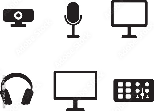 streaming setup silhouette webcam microphone led light monitor headphones console bundle