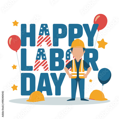 Happy Labor Day: A vibrant illustration celebrating Labor Day, showcasing the spirit of hard work and dedication, while embodying American values. 