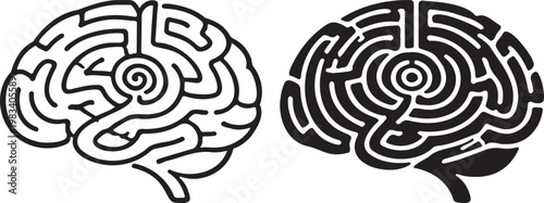 brain maze concept problem solving and complex thinking intelligence challenge and solution mind illustration