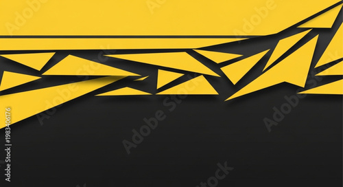 Yellow and Black Geometric Polygonal Edge Pattern.