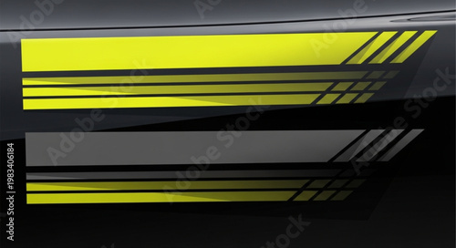 Yellow and Black Diagonal Vinyl Stripe Decal Panel.