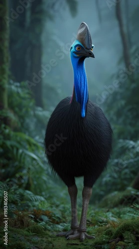 Cassowary encounter in the lush jungle nature captivating wildlife viewpoint